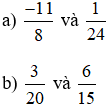 So sánh các phân số sau: a) -11/8 và 1/24