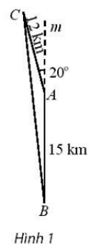 Một chiếc tàu khởi hành từ bến cảng, đi về hướng Bắc 15 km, sau đó bẻ lái 20 độ