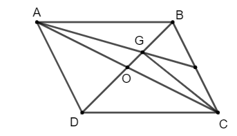 Cho hình bình hành ABCD. Đặt vectơ AB =  vectơ a, vectơ AD = vectơ b . Gọi G là trọng tâm của tam giác ABC