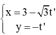 Trong mặt phẳng tọa độ Oxy, cho hai đường thẳng ∆1 x=2+(căn3)t, y=-1+3t và ∆2 x=3-(căn3)t', y=-t'