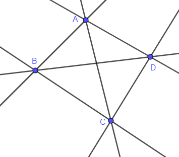 Cho bốn điểm phân biệt A, B, C và D, trong đó không có ba điểm nào thẳng hàng