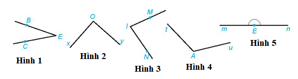 Quan sát hình sau. a) Ước lượng bằng mắt xem góc nào là góc nhọn