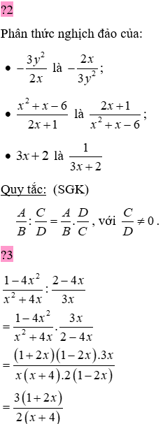 Giáo án Toán 8 Bài 8: Phép chia các phân thức đại số mới nhất