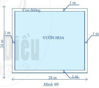 Trên mảnh đất có dạng hình chữ nhật với chiều dài là 28 m và chiều rộng là 24 m, người ta định xây