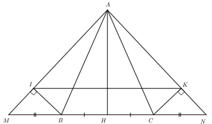 Cho tam giác cân ABC tại đỉnh A. Gọi H là trung điểm của BC