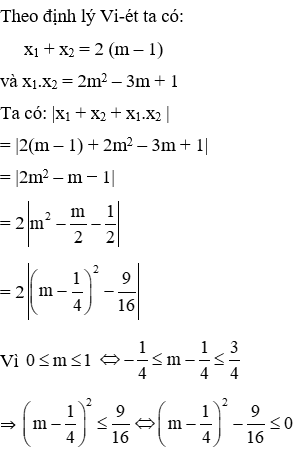 Bài tập Hệ thức Vi-ét và ứng dụng nâng cao có lời giải