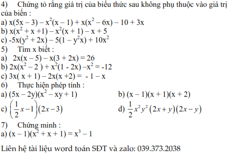 Đề cương học kì 1 môn Toán lớp 8 (ảnh 2)