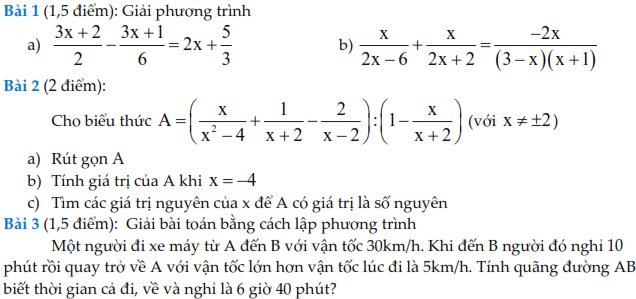 Tuyển tập đề thi giữa học kì 2 Toán lớp 8 (ảnh 3)