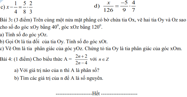 Bộ đề thi giữa học kì 2 Toán lớp 6 (ảnh 4)