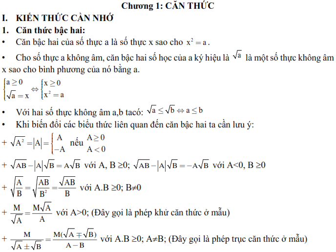 Các chuyên đề đại số ôn thi vào 10 (ảnh 1)