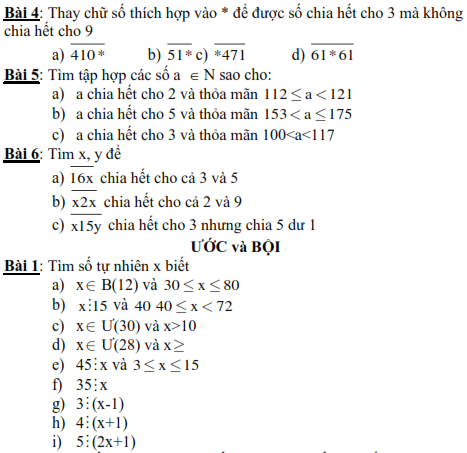 Đề cương học kì I môn Toán lớp 6 (ảnh 6)