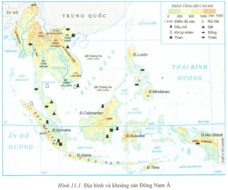 Giải Địa Lí 11 Bài 11 Tiết 1: Tự nhiên, dân cư và xã hội - Đông Nam Á  (ảnh 1)