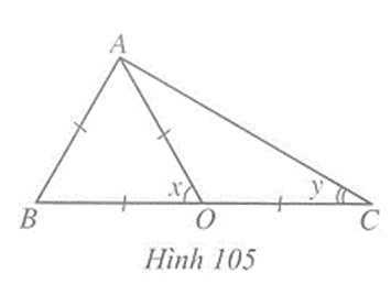 Tính các số đo x, y trong Hình 105