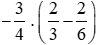 Phép tính (-3)/4 x (2/3 - 2/6) có kết quả là: (A) 0