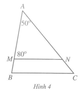 Trong Hình 4 MN // BC. Tính số đo góc C