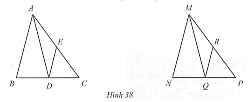 Cho tam giác ABC và tam giác MNP. Gọi D, E lần lượt là trung điểm của BC và CA