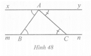 Cho hai đường thẳng song song với nhau là xy và mn