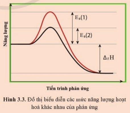 Hình 3.3 biểu diễn cùng một phản ứng nhưng có năng lượng hoạt hóa khác nhau