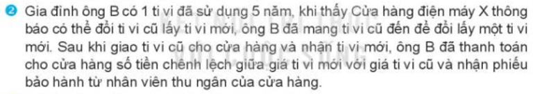 Hợp đồng trao đổi tivi giữa ông B và Công ty điện máy X được thể hiện