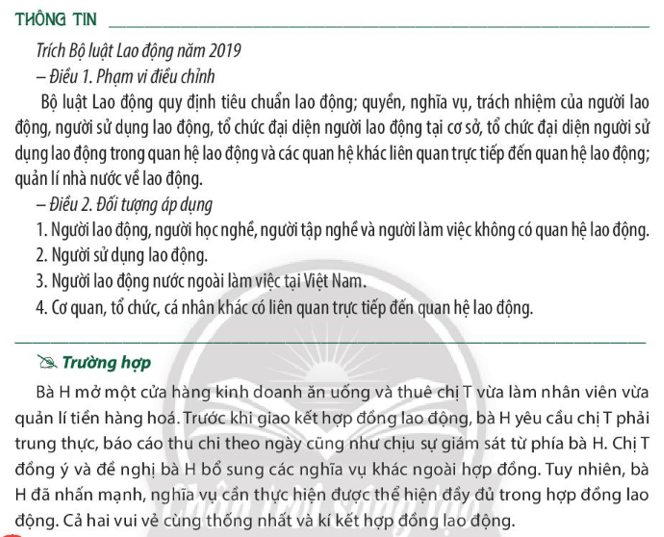 Quan hệ lao động giữa bà H và chị T được hình thành trên cơ sở nào?