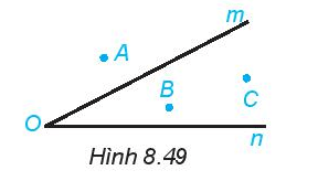 Quan sát Hình 8.49 và kể tên các điểm nằm trong góc mOn