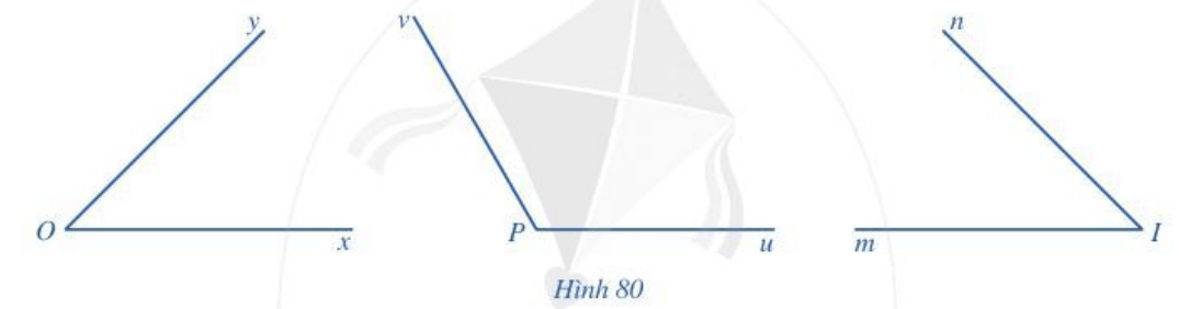 Sử dụng thước đo góc để đo các góc trong Hình 80 và so sánh số đo của chúng