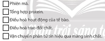 Sách bài tập Sinh học 10 Bài 17 (Chân trời sáng tạo): Thông tin giữa các tế bào (ảnh 1)