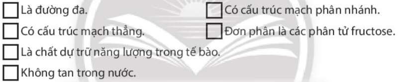 Sách bài tập Sinh học 10 Bài 6 (Chân trời sáng tạo): Các phân tử sinh học trong tế bào (ảnh 5)