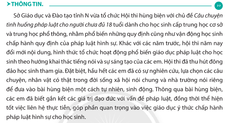 Chuyên đề Kinh tế pháp luật 10 Bài 7 (Chân trời sáng tạo): Mốt số nội dung cơ bản của pháp luật hình sự liên quan đến người chưa thành niên phậm tội  (ảnh 1)