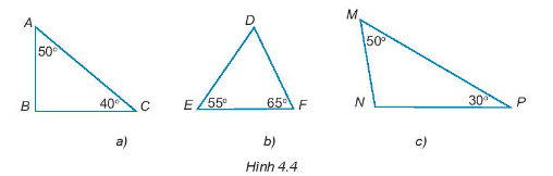 Sách bài tập Toán 7 Bài 12: Tổng các góc trong một tam giác - Kết nối tri thức (ảnh 1)