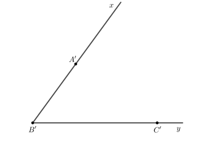 Lấy một tờ giấy, trên đó vẽ tam giác A’B’C’ có, góc B' = B 