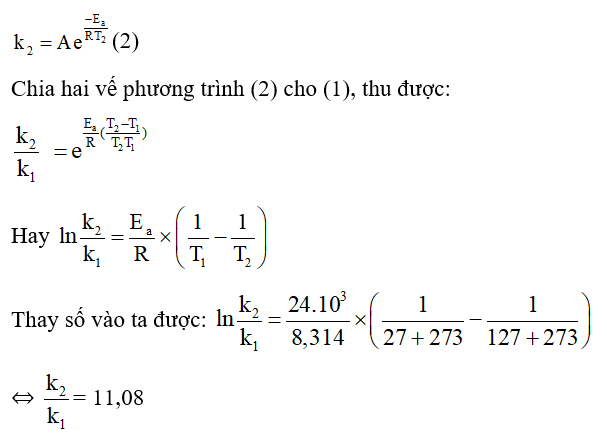 Một phản ứng có năng lượng hoạt hóa là 24 kJ/mol, so sánh tốc độ phản ứng