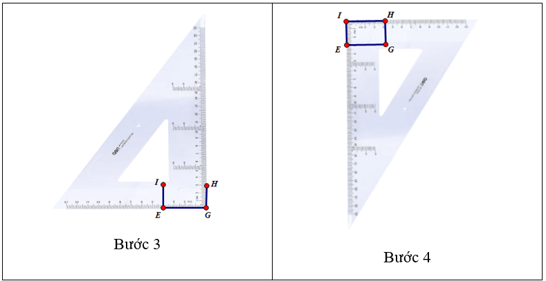 Vẽ bằng ê ke hình chữ nhật EGHI, biết EG = 4 cm và EI = 3cm