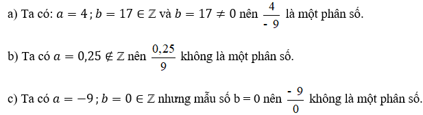 Cách viết nào dưới đây cho ta phân số: a) 4/-9