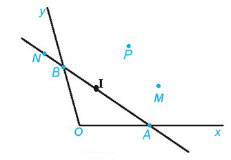 Vẽ Hình 8.50 vào vở. a) Kể tên các điểm nằm trong góc xOy