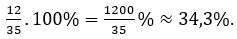 Tính tỉ số phần trăm ( làm tròn đến hàng phần mười) của 12 và 35