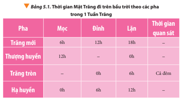 Em hãy điền vào những chỗ còn thiếu ở Bảng 5.1.