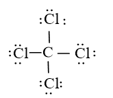 Viết công thức Lewis của phân tử CCl4