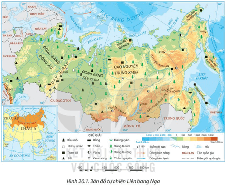 Lý thuyết Địa Lí 11 Kết nối tri thức Bài 20: Vị trí địa lí, điều kiện tự nhiên, dân cư và xã hội Liên Bang Nga