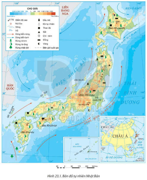 Lý thuyết Địa Lí 11 Kết nối tri thức Bài 23: Vị trí địa lí, điều kiện tự nhiên, dân cư và xã hội Nhật Bản