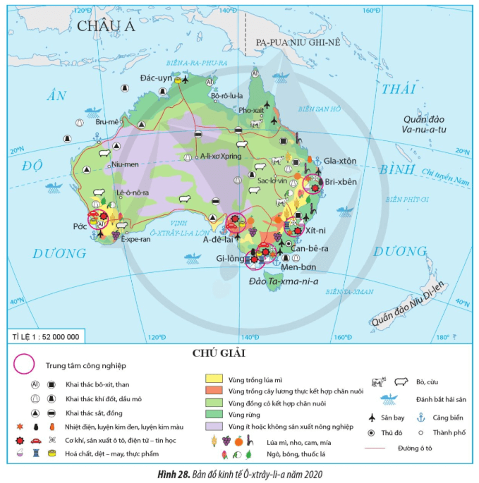 Lý thuyết Địa Lí 11 Cánh diều Bài 28: Thực hành: Đọc bản đồ; phân tích số liệu, tư liệu và viết báo cáo về tình hình phát triển kinh tế Ô-Xtrây-Li-a