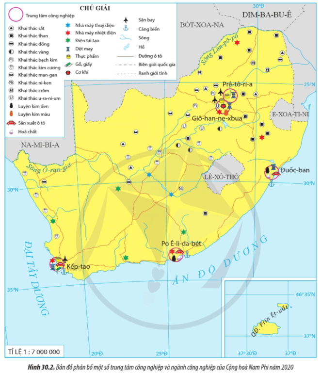 Lý thuyết Địa Lí 11 Cánh diều Bài 30: Kinh tế Cộng hòa Nam Phi