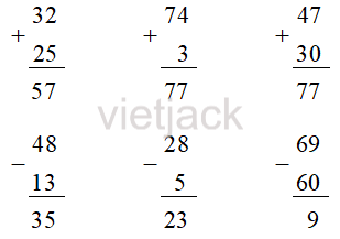 trang 8, 9 Ôn tập về phép cộng, phép trừ (không nhớ) trong phạm vi 100 hay nhất