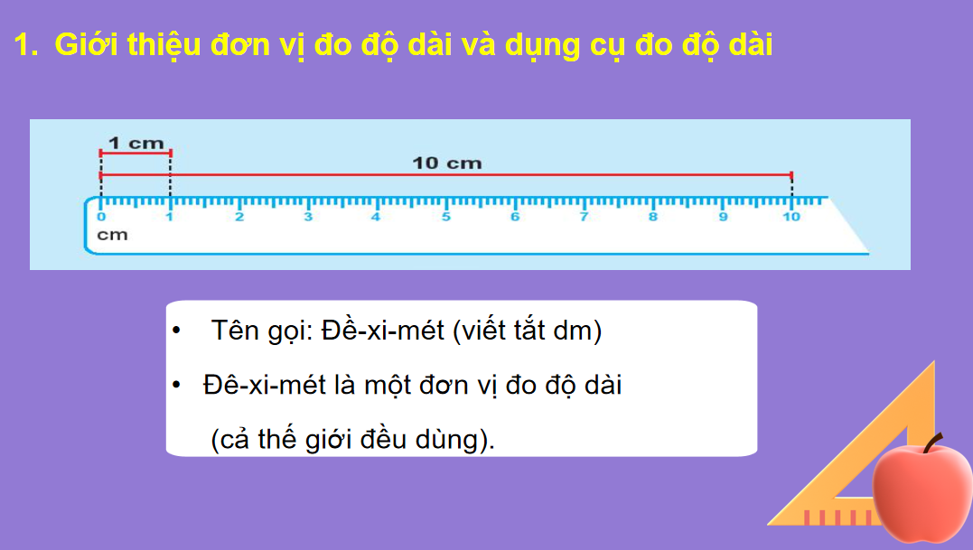 Giáo án điện tử Đề - xi - mét| Bài giảng PPT Toán lớp 2 Chân trời sáng tạo (ảnh 1)