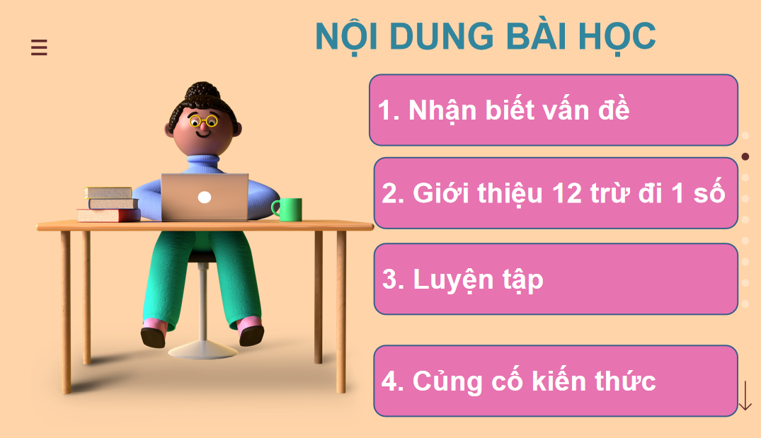 Giáo án điện tử  12 Trừ đi một số  | Bài giảng PPT Toán lớp 2 Chân trời sáng tạo (ảnh 1)