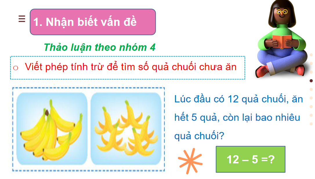 Giáo án điện tử  12 Trừ đi một số  | Bài giảng PPT Toán lớp 2 Chân trời sáng tạo (ảnh 1)