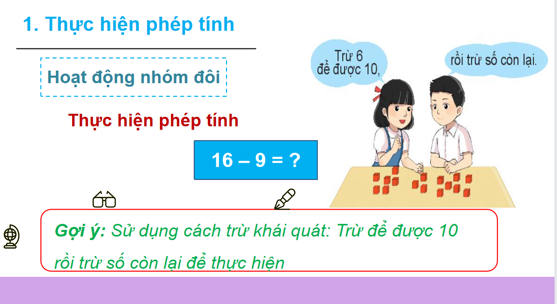 Giáo án điện tử  14, 15, 16, 17, 18 trừ đi một số  | Bài giảng PPT Toán lớp 2 Chân trời sáng tạo (ảnh 1)