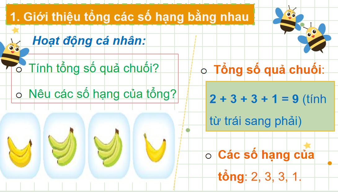 Giáo án điện tử Tổng các số hạng bằng nhau| Bài giảng PPT Toán lớp 2 Chân trời sáng tạo (ảnh 1)