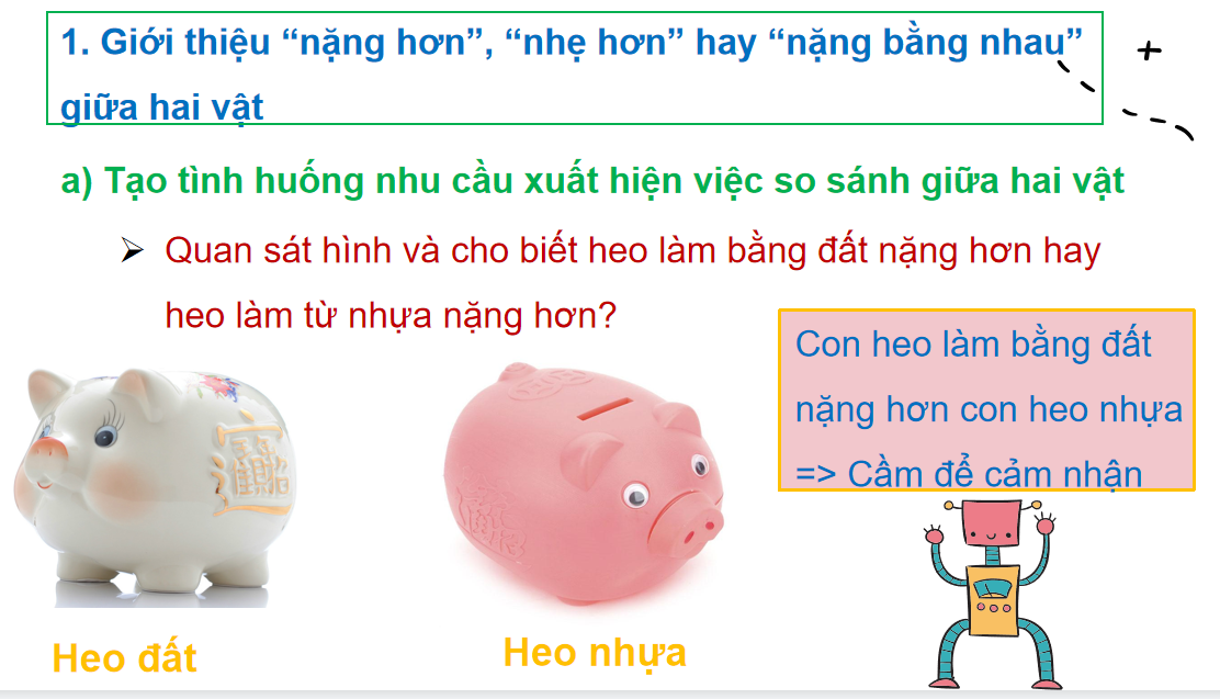 Giáo án điện tử Nặng hơn, nhẹ hơn| Bài giảng PPT Toán lớp 2 Chân trời sáng tạo (ảnh 1)