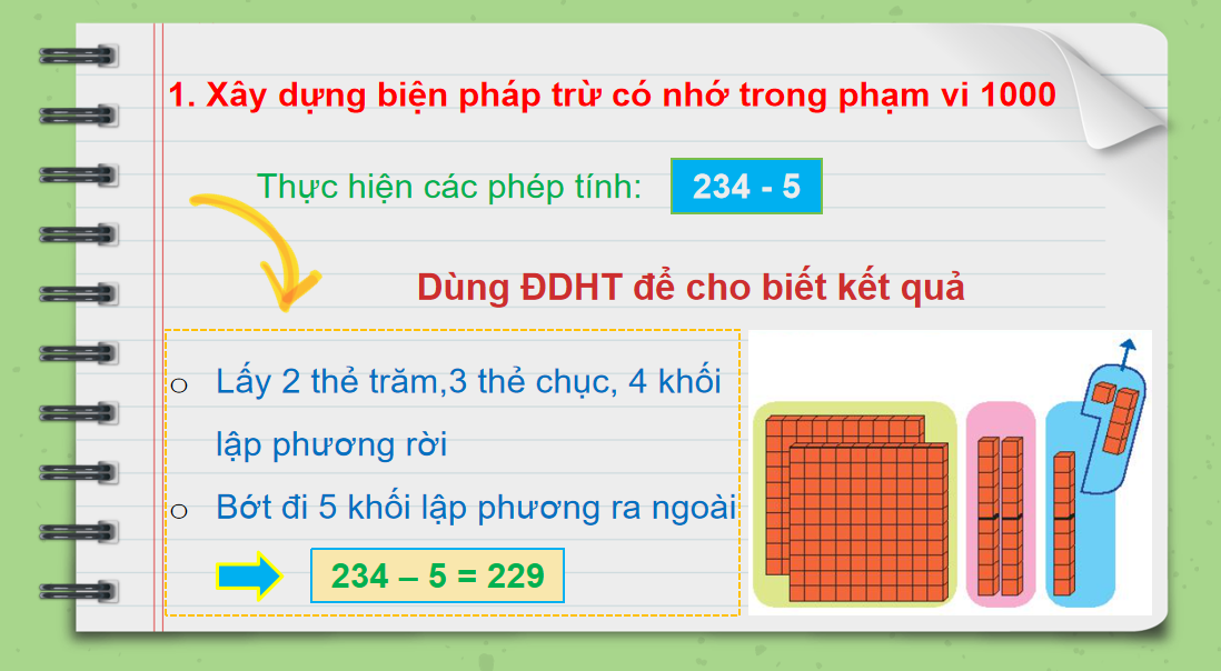 Giáo án điện tử Phép trừ có nhớ trong phạm vi 1000| Bài giảng PPT Toán lớp 2 Chân trời sáng tạo (ảnh 1)